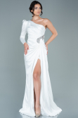 Robe de Soirée Longue Satin Blanc ABU2676