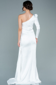 Robe de Soirée Longue Satin Blanc ABU2676