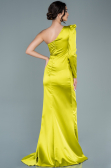 Robe de Soirée Longue Satin Pistache vert ABU2676