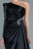 Robe de Soirée Longue Satin Noir ABU2676