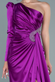 Robe de Soirée Longue Satin Violet ABU2676