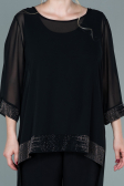 Robe de Soirée Longue Mousseline Noir ABT083