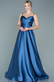 Robe De Soirée Satin Longue Indigo ABU1601