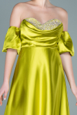 Robe de Soirée Longue Satin Pistache vert ABU2614