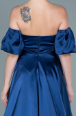 Robe de Soirée Longue Satin Bleu Marine ABU2614