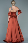 Robe de Soirée Longue Satin Marron Clair ABU2614