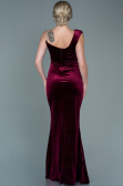 Robe de Soirée Longue Velours Rouge Bordeaux ABU2687