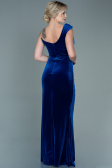 Robe de Soirée Longue Velours Bleu Saxe ABU2687