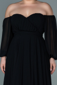 Robe de Soirée Grande Taille Longue Mousseline Noir ABU2597