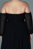 Robe de Soirée Grande Taille Longue Mousseline Noir ABU2597