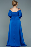 Robe Grande Taille Satin Longue Bleu Saxe ABU2358