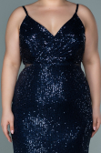 Robe de Soirée Grande Taille Courte Bleu Marine ABK1539