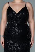 Robe de Soirée Grande Taille Courte Noir ABK1539