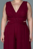 Robe de Soirée Grande Taille Mousseline Rouge Bordeaux ABT082