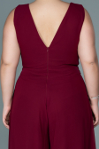 Robe de Soirée Grande Taille Mousseline Rouge Bordeaux ABT082