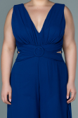 Robe de Soirée Grande Taille Mousseline Bleu Saxe ABT082