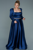 Robe de Soirée Grande Taille Longue Satin Bleu Marine ABU2684