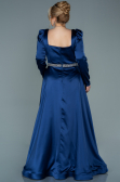 Robe de Soirée Grande Taille Longue Satin Bleu Marine ABU2684