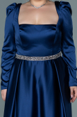 Robe de Soirée Grande Taille Longue Satin Bleu Marine ABU2684