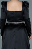 Robe de Soirée Grande Taille Longue Satin Noir ABU2684