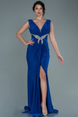 Robe de Soirée Longue Bleu Saxe ABU2702