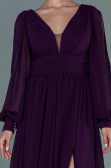 Robe De Soirée Mousseline Longue Violet ABU1702