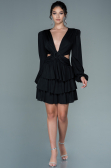 Robe de Cérémonie Courte Satin Noir ABK1561