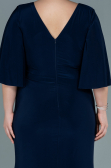 Robe De Soirée Grande Taille Satin Longue Bleu Marine Foncé ABU2646
