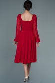 Robe De Cérémonie Mousseline Midi Rouge ABK1441