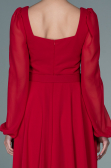 Robe De Cérémonie Mousseline Midi Rouge ABK1441