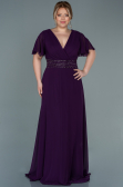 Robe de Soirée Grande Taille Longue Mousseline Violet ABU2755