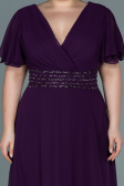 Robe de Soirée Grande Taille Longue Mousseline Violet ABU2755