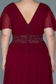 Robe de Soirée Grande Taille Longue Mousseline Rouge Bordeaux ABU2755