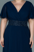 Robe de Soirée Grande Taille Longue Mousseline Bleu Marine ABU2755