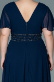 Robe de Soirée Grande Taille Longue Mousseline Bleu Marine ABU2755