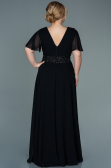 Robe de Soirée Grande Taille Longue Mousseline Noir ABU2755