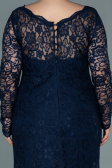 Robe Grande Taille Lacé Longue Bleu Marine ABU1574