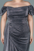 Robe de Soirée Grande Taille Longue Anthracite ABU2658