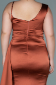 Robe De Soirée Grande Taille Satin Longue Marron clair ABU2599