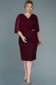 Robe de Soirée Grande Taille Midi Rouge Bordeaux ABK1567