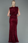 Robe de Soirée Longue Squameuse Rouge Bordeaux ABU2752