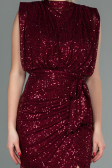 Robe de Soirée Longue Squameuse Rouge Bordeaux ABU2752