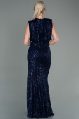 Robe de Soirée Longue Squameuse Bleu Marine ABU2752