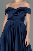 Robe de Soirée Longue Satin Bleu Marine ABU2750
