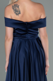 Robe de Soirée Longue Satin Bleu Marine ABU2750