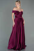 Robe de Soirée Longue Satin Couleur Cerise ABU2750