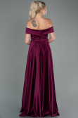 Robe de Soirée Longue Satin Couleur Cerise ABU2750