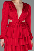 Robe de Cérémonie Courte Satin Rouge ABK1561