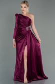 Robe de Soirée Longue Satin Prune ABU2676