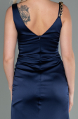 Robe de Soirée Longue Satin Bleu Marine ABU2771